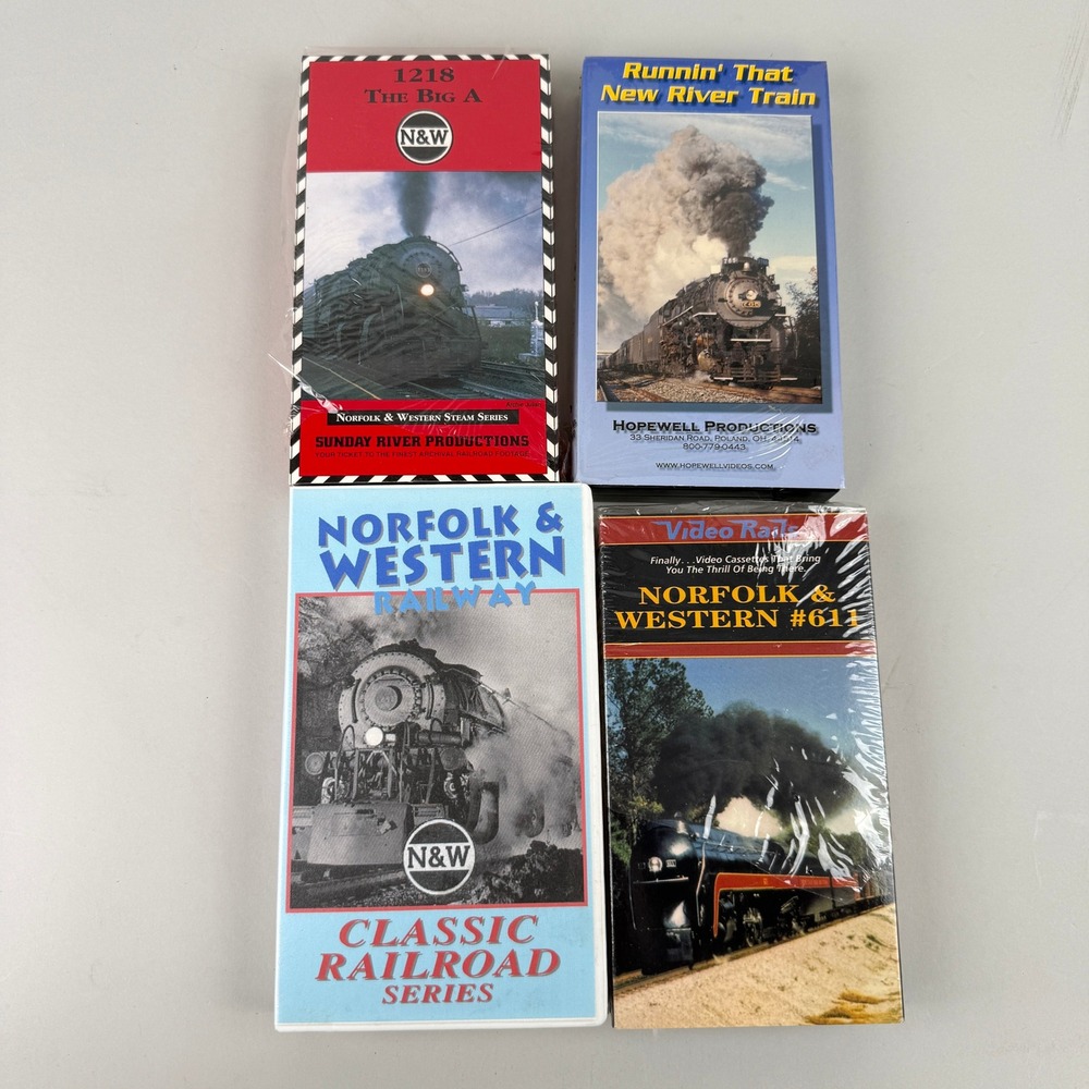 Norfolk & Western Lot of 4 VHS Railroad‎ Steam Locomotive Trains
